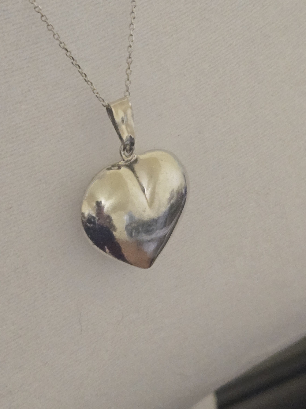 925 Silver Heart Puff Pendant Necklace - Elegant Women's Jewelry